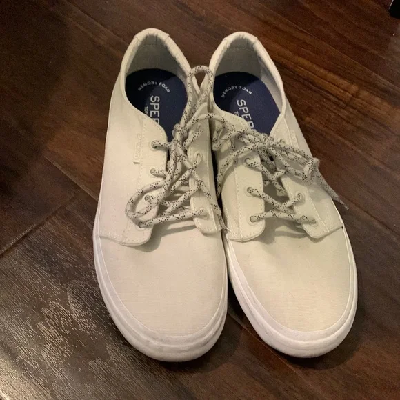 SOLD Off White Canvas Sperry Top-Sider - Picture 1 of 8